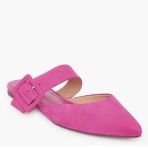 SCHUTZ Very Pink Adilia Flat Mules Pointed Toe Leather Shoes